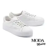 休閒鞋 MODA MODAY 經典日常綁帶沖孔牛皮厚底休閒鞋－灰