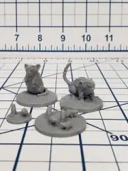 Rats! Set of 4 Minis - DND - Pathfinder - RPG - Dungeon & Dragons - Miniature -