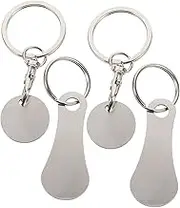 CIYODO 4pcs Shopping Cart Token Key Ring Simple Trolley Shopping Cart Keychain Shopping Tokens Token Keyrings Metal Keyring Shopping Trolly Token Silver Stainless Steel