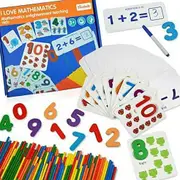 Wooden Math Kit for Kids 3+ | STEM Learning Toy with Counting Sticks,