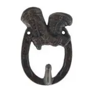Rustic Western Cast Iron Cowboy Boots Horseshoe Shape Singular Wall Hook Decor
