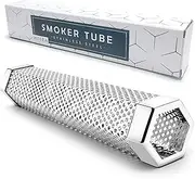 12'' Smoke Tube for Pellet Smoker, Premium Stainless Steel Pellet Smoker Tube Grill Accessories for All Grill or Smoker, Hot or Cold Smoking Generator for Electric Gas Charcoal Grilling