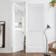 HOMEIDEAS Greyish White French Door Curtains, Privacy Door Curtains for Door