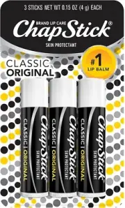 ChapStick Classic Original Lip Balm Tubes, Lip Care - 0.15 Oz (Pack of 3) | USA