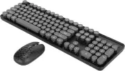 Wireless Keyboard and Mouse, 2.4G Retro Punk Mechanical Keyboard and Mouse Set w