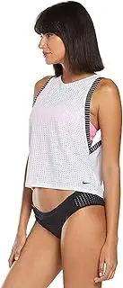 [Nike] Women's Sport Mesh Layered Tankini Top Large White Pink