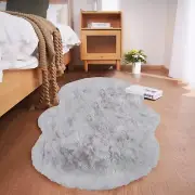 Soft Faux Sheepskin Fur Rug 2x4 Grey Fluffy Rug Bedside Rug Plush Rug Shag Nu...