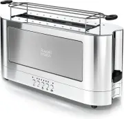 Russell Hobbs TRL9300GYR 2-Slice Glass Accent Long Toaster, Silver & Stainless S