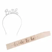 Champagne Sash+Silver Tiara One Set Bride To Be Sash & Tiara Crown Bridal Shower Hen Night Party Decoration