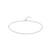2.2mm Flat Mariner Adjustable Chain Anklet Real 14K White Gold