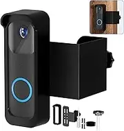 Anti-Theft Doorbell Mount Bracket for Blink Video Doorbell, No-Drill Installation, Stainless Steel Security Bracket, Adjustable Design for Apartments/Homes (Black)