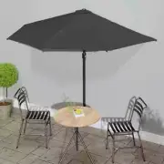Half-Round Garden Parasol With Air Vent Canopy Crank Outdoor Umbrella Shade 3m