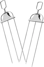 Gatuida 2Pcs Meat Forks Durable BBQ Grilling Spit Forks for Roasting Chicken Meat Vegetables Marshmallows Versatile Grill Accessories for Outdoor Cooking