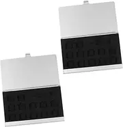 NUOBESTY 2Pcs Alloy Slot Memory Storage Case with Needle Compact Data Holder for Micro and Cards Durable Design for Travel and Outdoor Use