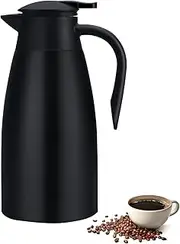 2 Litre Thermal Coffee Carafe Jugs, Vacuum Jug Stainless Steel Double-Wall Vacuum Insulated Coffee Pot Coffee Plunger, Juice/Milk/Tea Insulation Pot (Black)