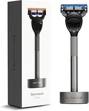 Bolin Webb Generation Razor and Stand in Graphite. Fitted with Gillette Fusion5 Blade. Luxury Razor for Men.