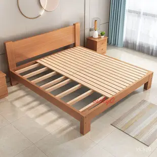 全櫸木實木床 雙人單人床 北歐榻榻米 簡易床架 可訂做