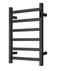 Matte Black Heated Towel Rail rack Square AU standard 650*450mm wide 6 bar Timer