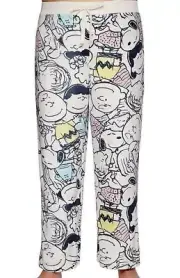 Womens Peanuts Snoopy Pajama Pants Sleep Fleece Plus Size 1X 2X 3X Charlie Brown