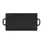 Non-Stick Cast Iron Grill Griddle Pan Ridged and Flat Double Sided Baking