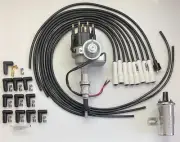 FORD 289 302 SMALL BLACK CAP HEI DISTRIBUTOR + 8.5mm UNIVERSAL WIRES + 45K COIL (for: Ford)