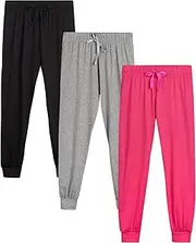[Sweet Hearts] Girls' Sweatpants - Super Soft Athletic Performance Joggers (3 Pack), Size 7/8, Black/Grey/Fuchsia