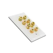 Selby Budget 4 Speaker Cable Wall Plate Wallplate DIY Home Theatre Hi-Fi White