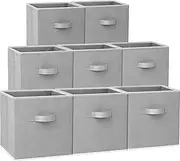 [Criusia] Storage Cubes - 11 Inch Heavy Duty Fabric Storage Bins for Shelves Closet, Cube Organizer - 8 Pack Collapsible Cube Storage Bins Baskets for Organizing Clothes Blankets Toys (Grey)