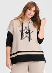 [Taking Shape] Taking Shape Natural Arley Star Top Size 26-28 in Almond Beige, Viscose - Plus Size Women's Clothing Almond Beige