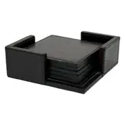 Leatherkart Genuine Leather Square Coasters-Dark Brown