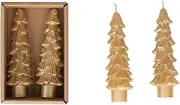 Creative Co-Op Unscented Tree Shaped Taper Candles, Gold, Boxed Set of 2