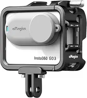 Rszfnjxry Aluminum Frame Cage with Lens Silicone Case for Insta360 GO 3,Metal Protective Durable Housing Case with Cold Shoe Mount (Model Number 2)