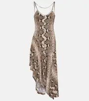 [Stella McCartney] Stella McCartney Snake-effect asymmetrical midi dress AU 4 brown