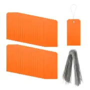 200Pcs Marking Tags with String, 6.3" x 3.1" Waterproof Hang Tags Orange