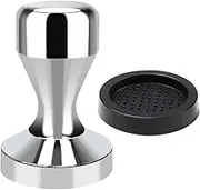 Olum 49mm Espresso Coffee Tamper with Silicone Tamper Mat - Silver, 45mg Capacity