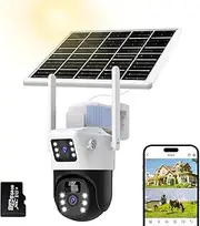 [oolong] Security Camera Outdoor Wireless with Dual Lens Dual PIR,10400mAh Battery,355°P 90°T, 8W Solar Panel,Solar Home WiFi Surveillance Ring Camera with Color Night Vision,64GB Card Included,IP66
