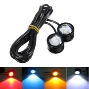 2pcs Motorcycle ATV LED Mirror Warming Flash Decor Strobe License Plate Light Lamp 31 YELLOW
