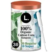 L. Organic Cotton Full Size Tampons - Regular - 30ct