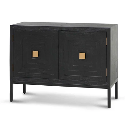Aiden 1.08m Elm Sideboard Unit - Full Black