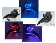 Plague Doctor Halloween Mask EL Wire Light up LED GLOW Dr Bird Crow Mask