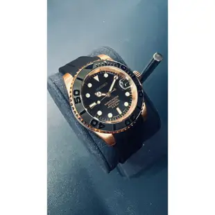 訂製無現貨【改錶玩面】Seiko Mod 精工 玫瑰金 膠帶 黑遊艇 自動上鍊 藍寶石玻璃 機械錶