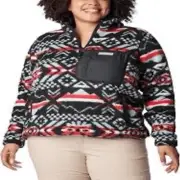 Columbia Women's L West Bend 1/4 Zip Fuzzy Pullover Red Black Faire Isle Ski New