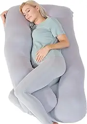MISERRO Pregnancy Pillows for Sleeping Cooling, Bamboo Rayon Cotton Blend Pregnancy Pillow, Soft Full Body Maternity Pillow, Pregnancy Must Haves (Gray, 57inches)