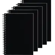 5 Pack Spirax 512 Notebook 7mm Ruled Hard Cover Spiral Bound A4 200 Page Black