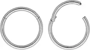 [365 Sleepers] 2PCS 16G Titanium Implant Grade 6mm - 16mm Hinged Hoop Segment Lip Nose Ring Helix Tragus Septum Unisex Sleeper Earrings