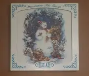 Trivet "Tile Art" Decorative -Snowmen with lots of wildlife, 8"x8"