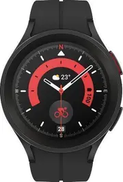 Samsung Galaxy Watch5 - 16GB - Black-Pro (Titanium)-D-Buckle Band-Black - Bluetooth - 45mm - Black - Pro (Titanium) - Black - D-Buckle Band - Hybrid Leather - Refurbished (Excellent Condition)