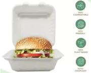 150 Pack Clamshell Take Out Food Containers, 100% Compostable Disposable New