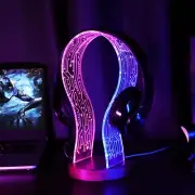 Gifts Gamers Music Lovers Light up Headphone Stand Walnut Wood Headset Holder