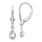 14k White Gold 6x4mm White Topaz/April Earrings